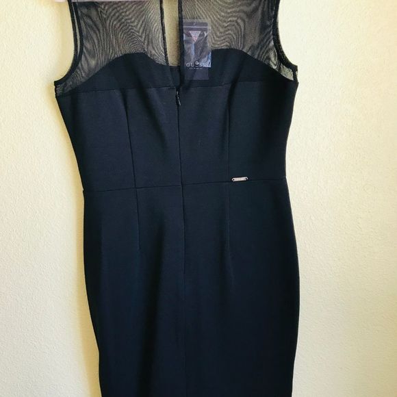 Guess Black Rosita Lace Up Bodycon Mesh Cocktail Dress - Picture 3 of 7